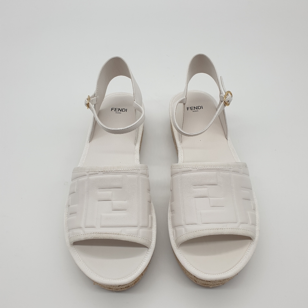 Fendi FF monogrammed leather espadrilles white NIB - Picture 3 of 9